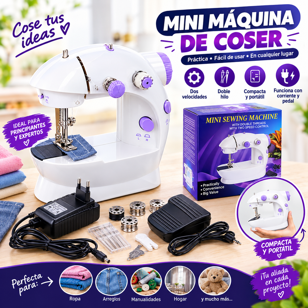 Mini Máquina de Coser Portátil Pro | Arreglos Rápidos en Segundos